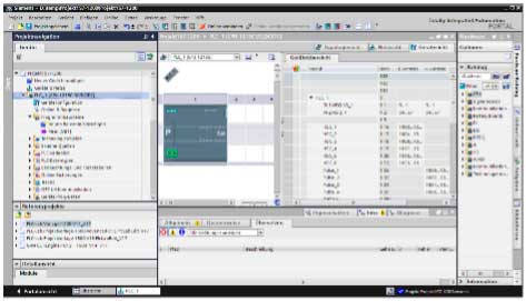 Captura de pantalla del software Siemens TIA Portal