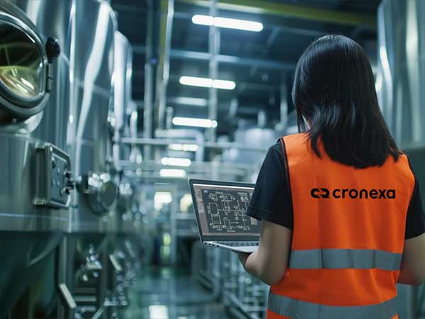 Técnica de Cronexa supervisando procesos de producción con software de automatización industrial